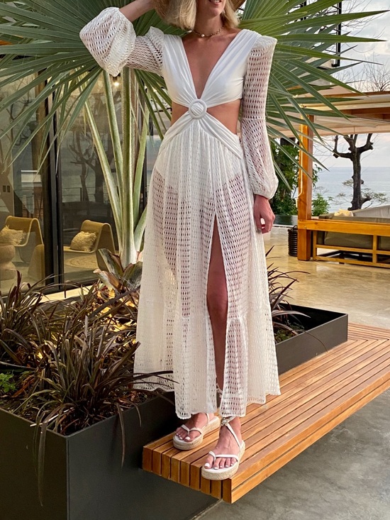 PatBO Dresses & Skirts - PatBO White Crochet Cutout Maxi Dress